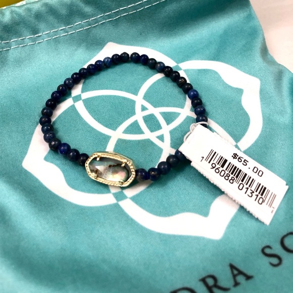 NWT- Kendra Scott Beaded Elaina Gold Stretch Bracelet - Picture 3 of 4